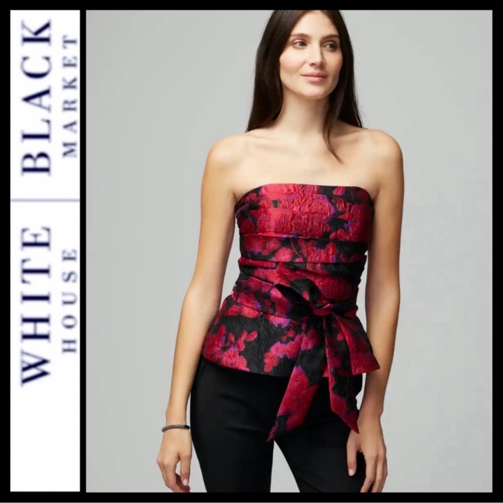Beautiful strapless peplum blouse with sash